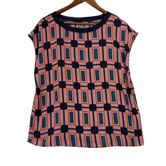 Worthington Womens Top Size Large Multicolor Geometric Retro Print - Picture 1 of 4